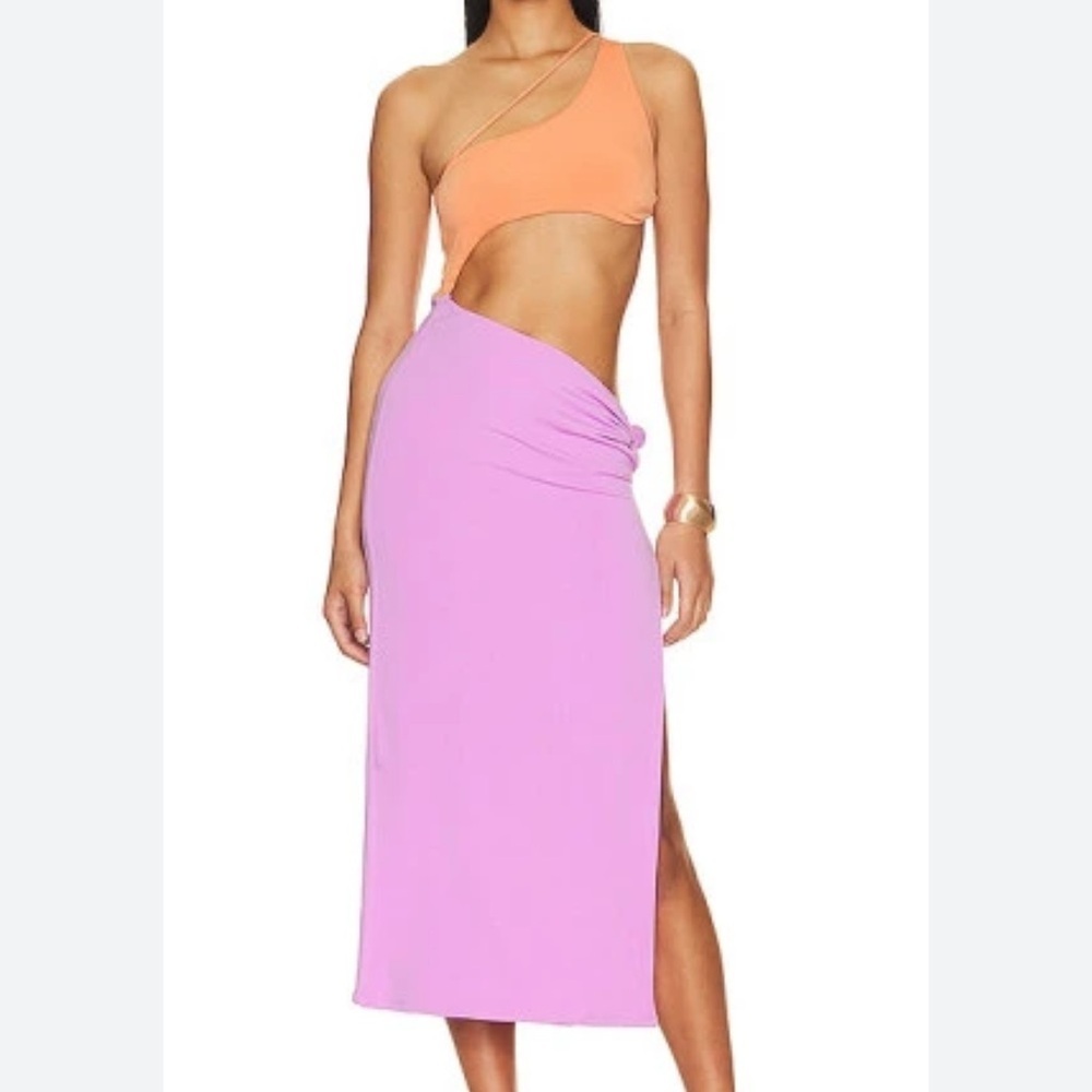 REVOLVE Orange and Purple Asymmetrical Dress